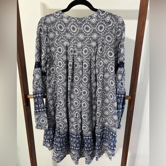 Altar’d State Navy/White Mini Boho Print Swing Dress Size Medium - Picture 5 of 6